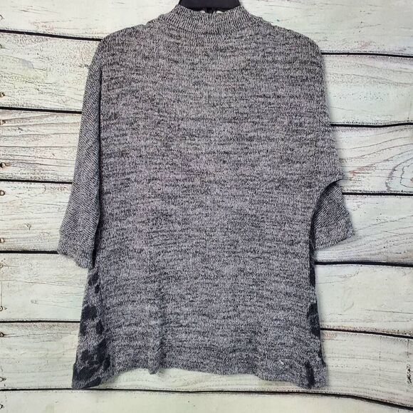 Vanity Women's Small Leopard Print Open Front Cardigan Gray Black 3/4 Sleeve Kni - Picture 6 of 7